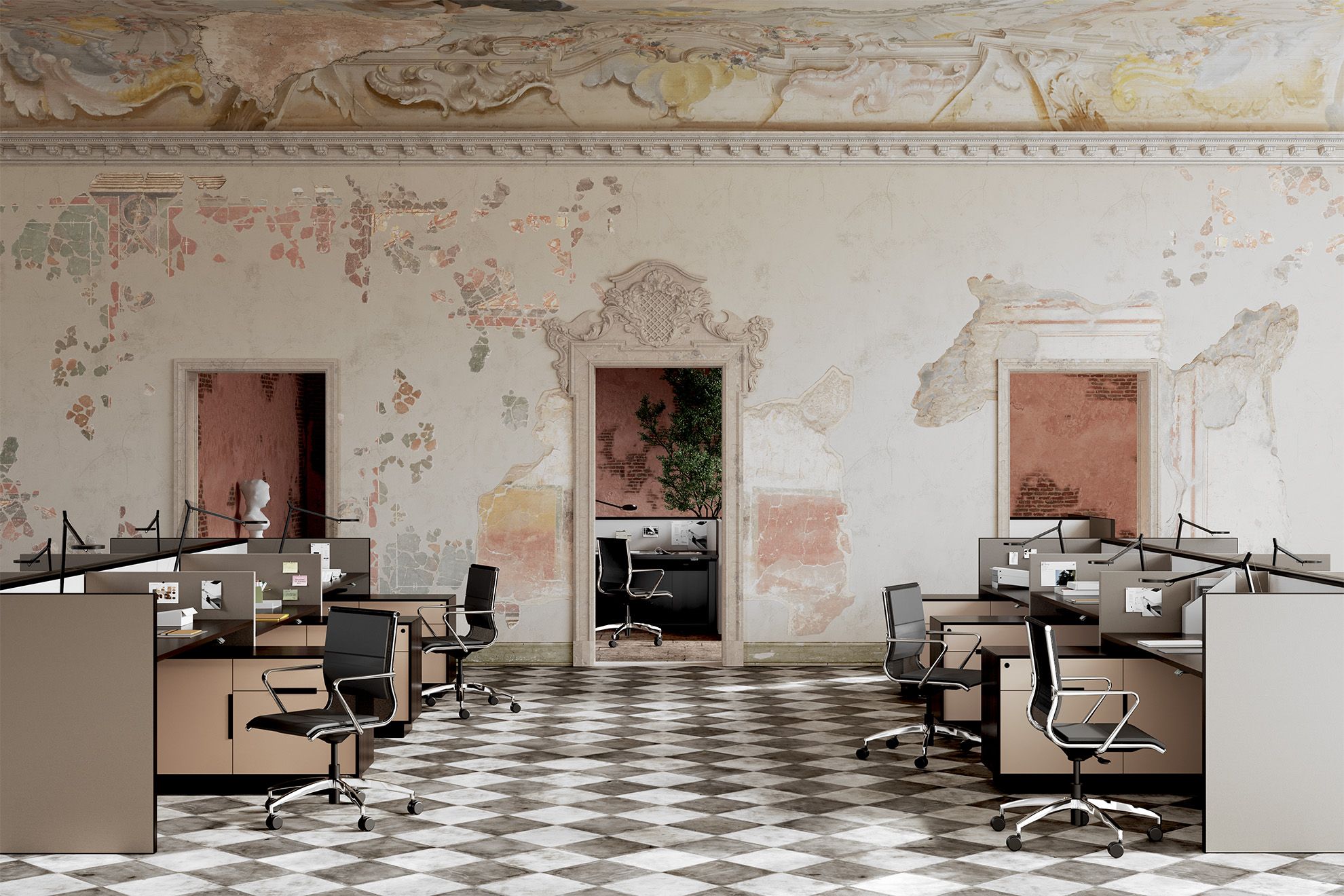 Open-plan workspace with Lotto height-adjustable workstations, providing collaborative and efficient office layout in London.