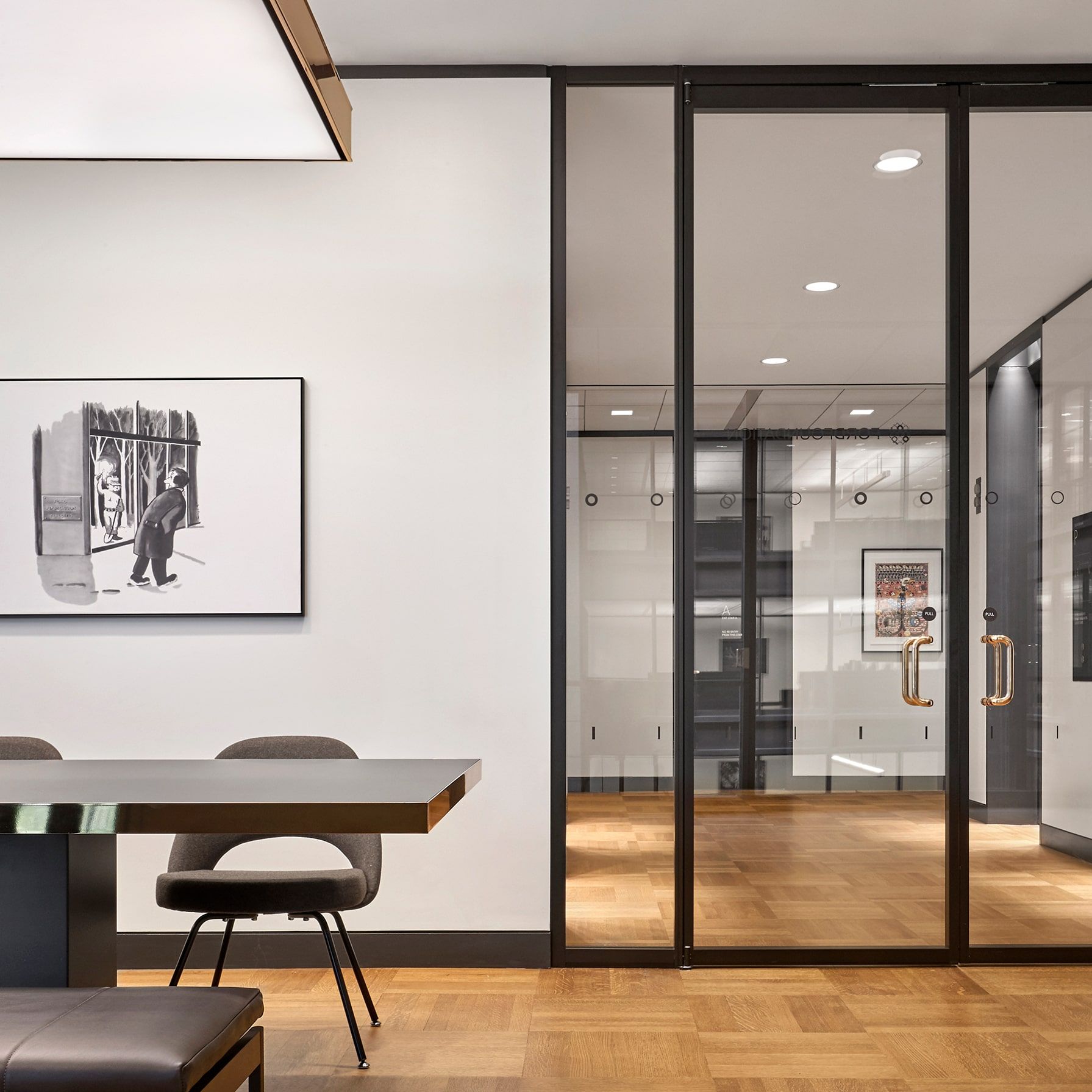 Customized doors and partitions with historic brass handles